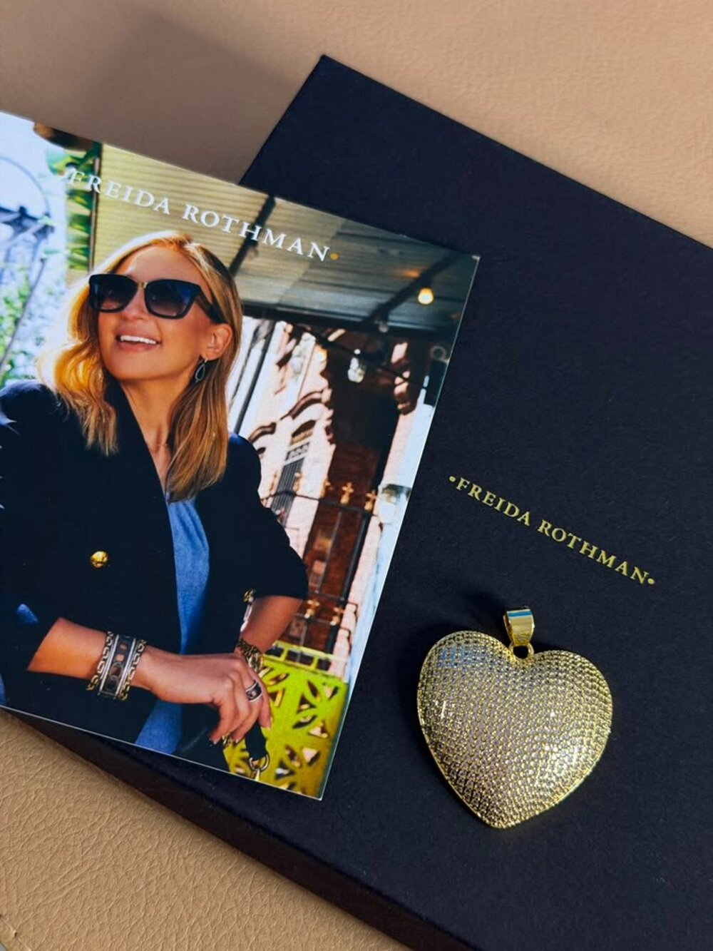 FREIDA ROTHMAN VAULT - Gold Paves Puffy Heart Pendant